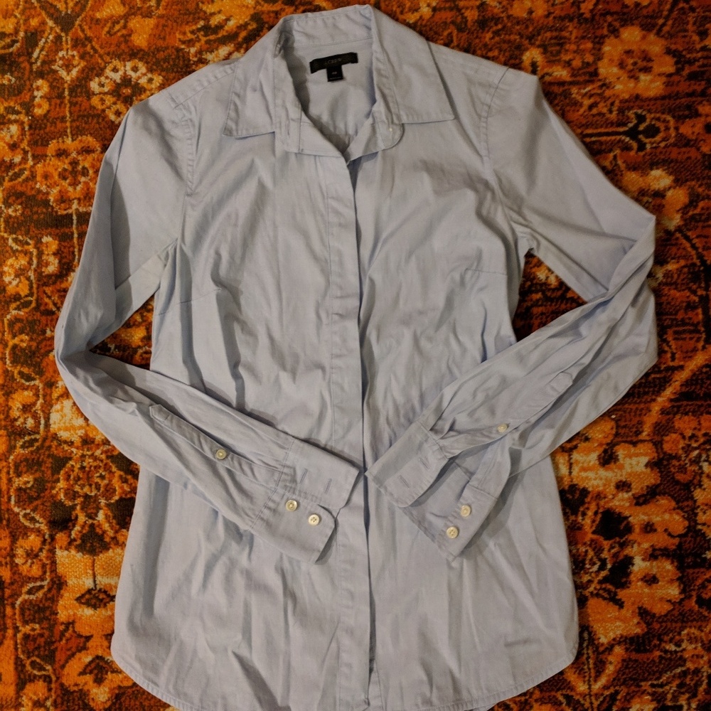 J Crew Blue Dress Shirt Size 00